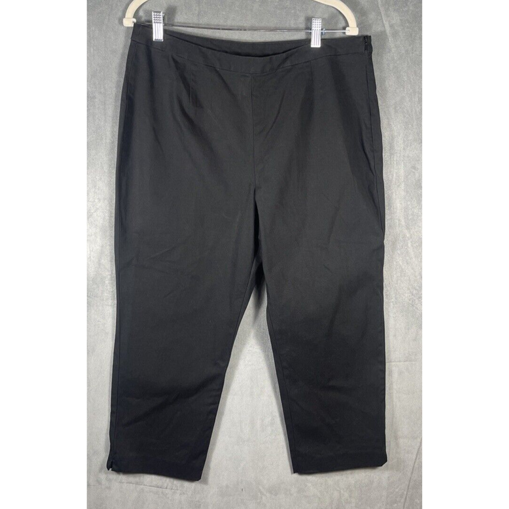 J Jill Women's Side Zip Black Cropped Stretch High Rise Pants 23.5” Inseam Sz 14